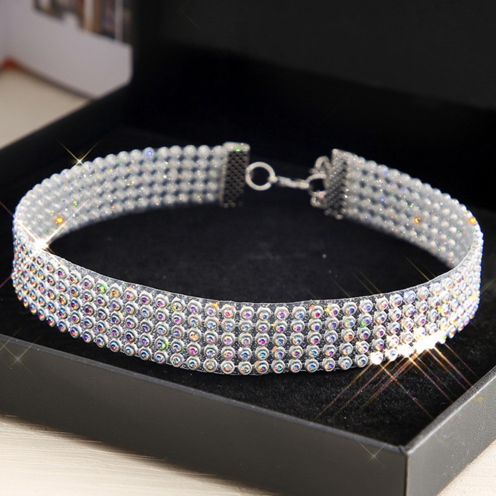 Crystal Allover Rhinestone Decor Choker - Picture 2 of 5